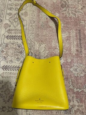Kate Spade Yellow Pebbled Leather Crossbody Bucket Bag - Bright Yellow